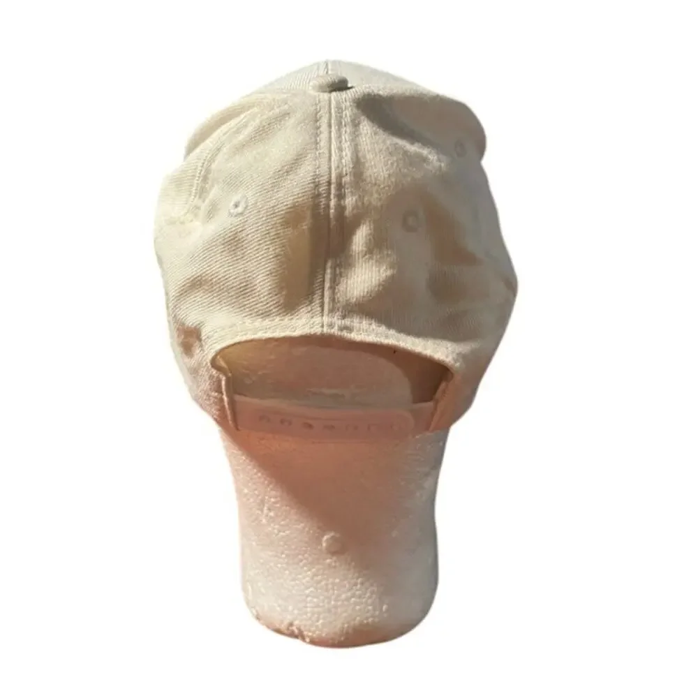 Vintage VTG snapback NCAA football white hat dad cap embroidered red blue logo
